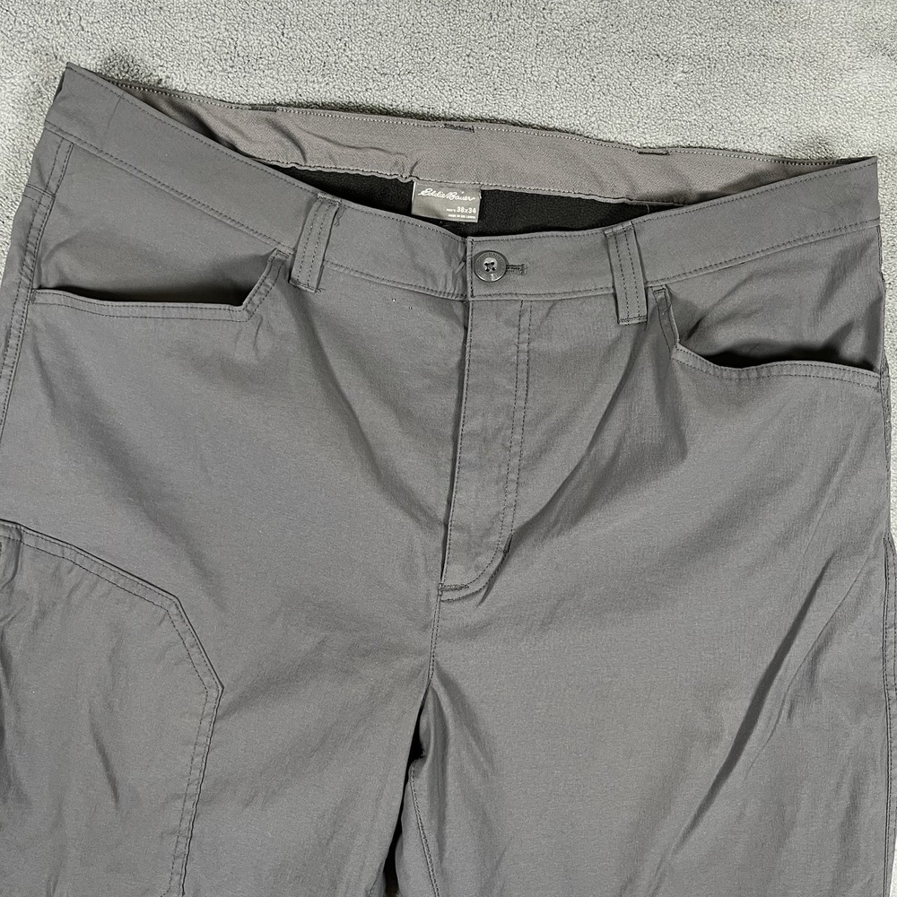 Eddie Bauer Lined Canvas Pants Mens 38x32 Fleece Flannel Workwear Brown - Picture 1 of 9